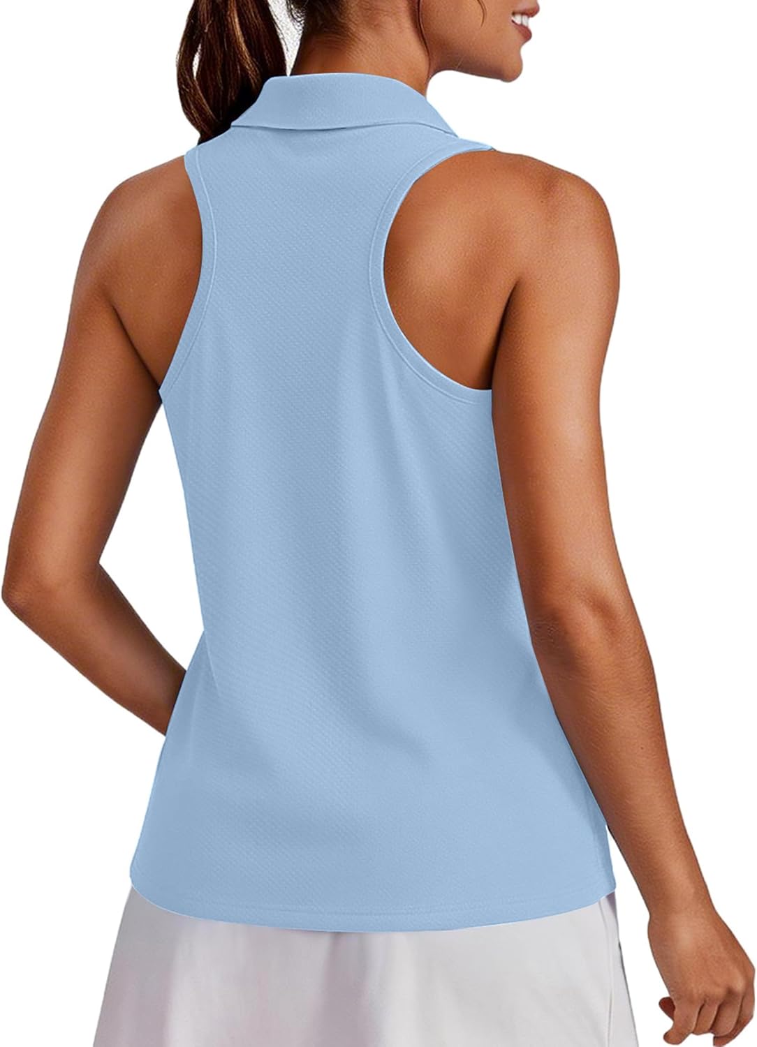 Womens Golf Shirt UPF 50+ Sleeveless Collared Shirts Quick Dry Tennis Polo V-Neck Racerback Athletic Workout Tank