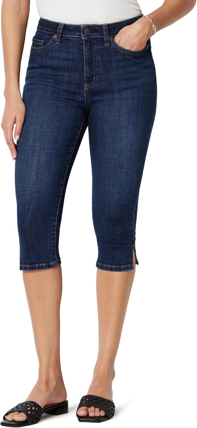 Women's High-Rise Slim Fit Capris Denim Pedal Pusher Jean