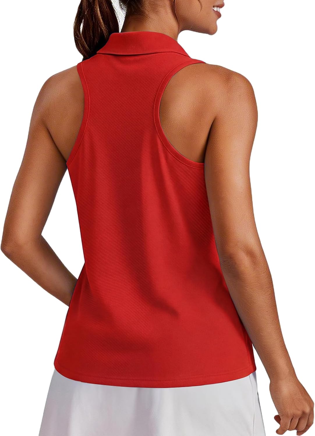 Womens Golf Shirt UPF 50+ Sleeveless Collared Shirts Quick Dry Tennis Polo V-Neck Racerback Athletic Workout Tank