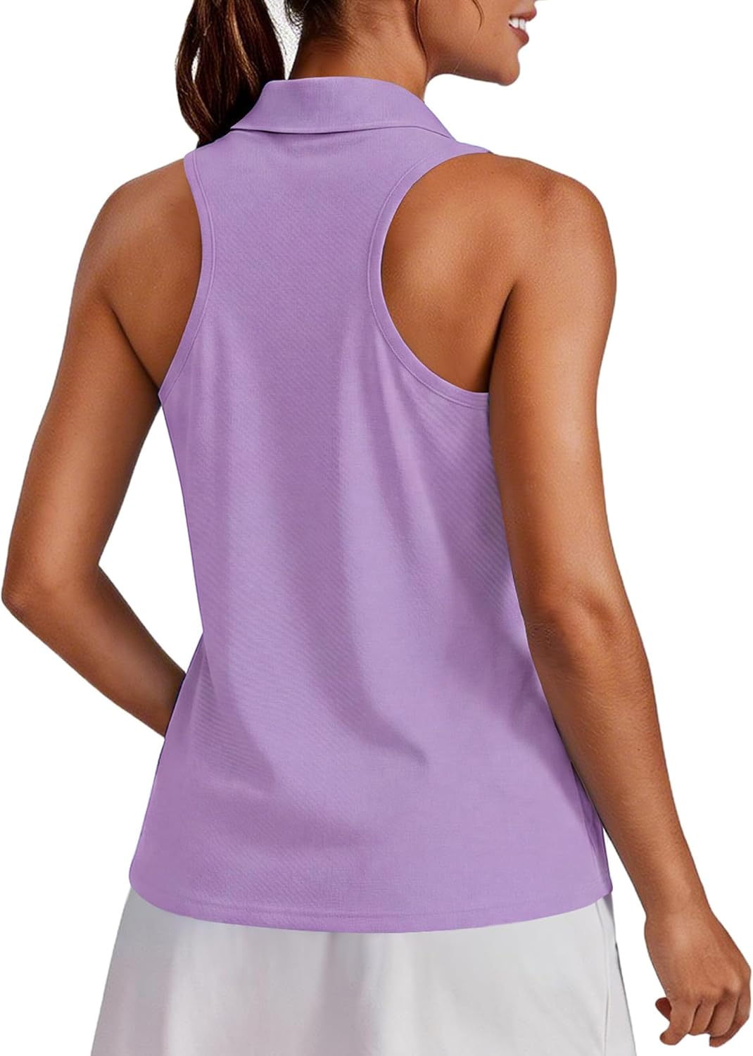 Womens Golf Shirt UPF 50+ Sleeveless Collared Shirts Quick Dry Tennis Polo V-Neck Racerback Athletic Workout Tank