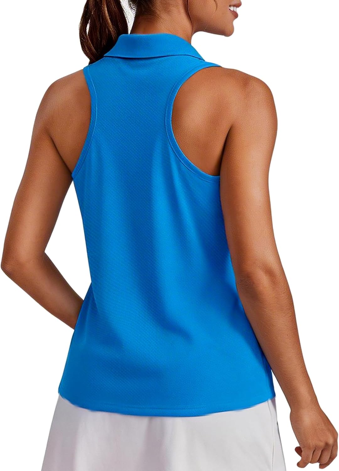 Womens Golf Shirt UPF 50+ Sleeveless Collared Shirts Quick Dry Tennis Polo V-Neck Racerback Athletic Workout Tank