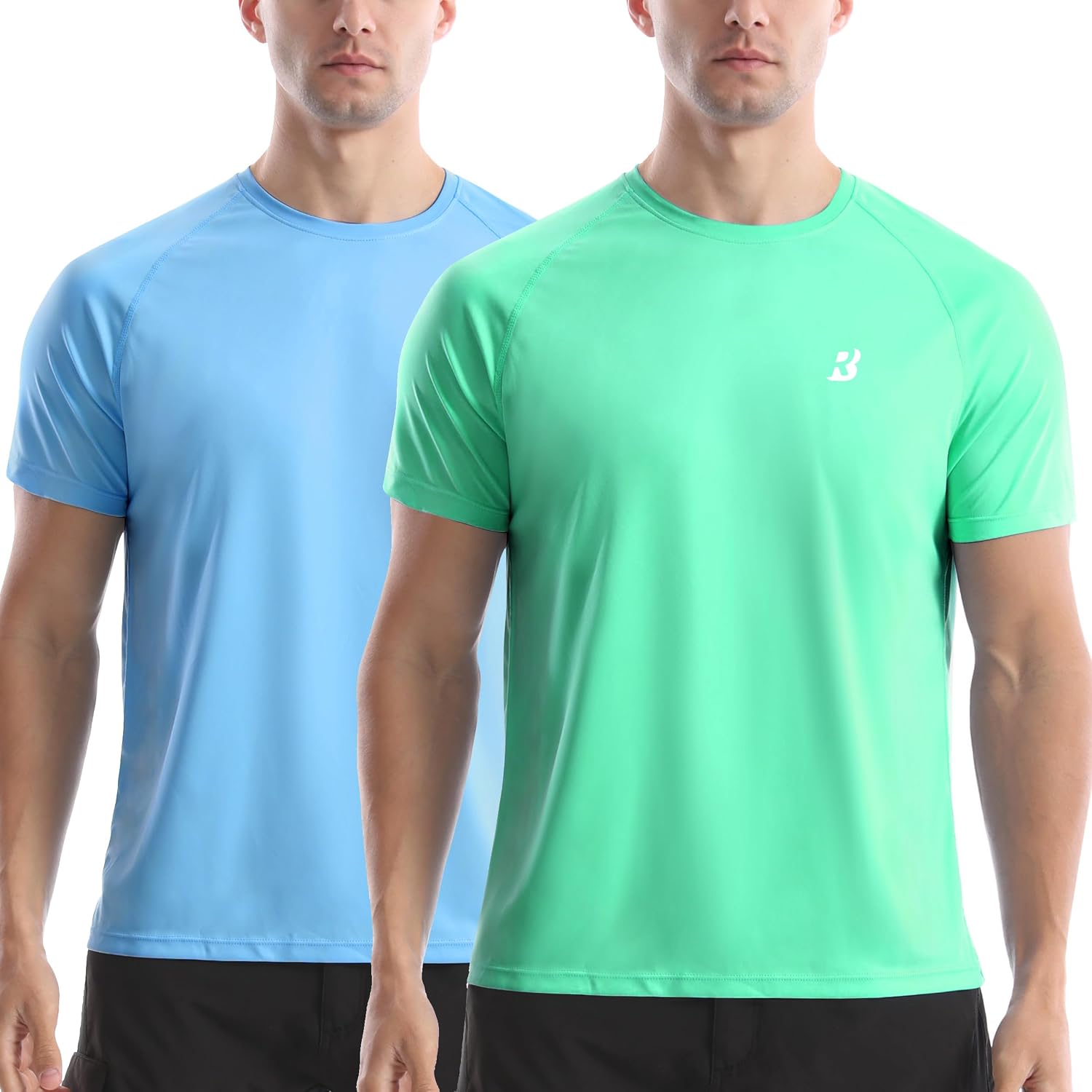 Men's Rash Guard Short Sleeve, UPF 50+ UV Sun Protection Swim Shirts, Quick Dry Lightweight Water Surf Beach T-Shirt