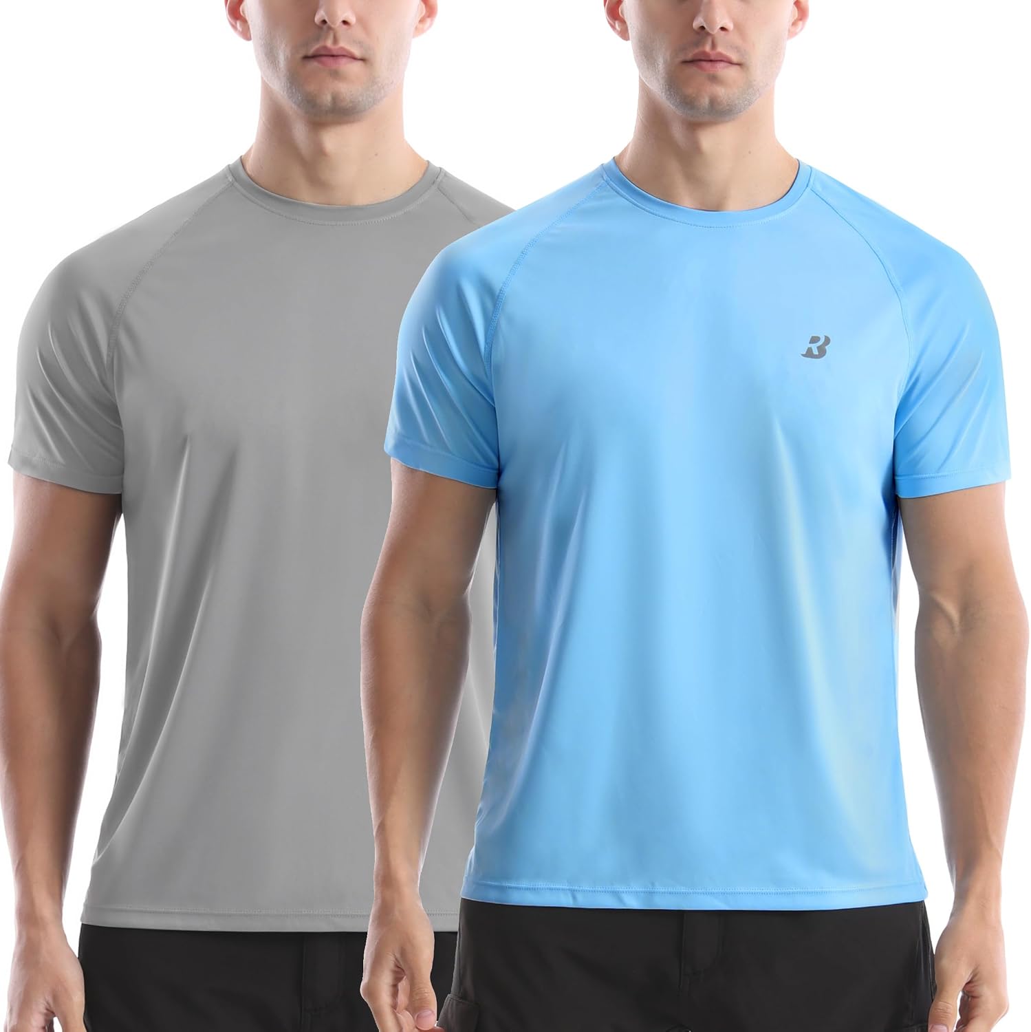 Men's Rash Guard Short Sleeve, UPF 50+ UV Sun Protection Swim Shirts, Quick Dry Lightweight Water Surf Beach T-Shirt