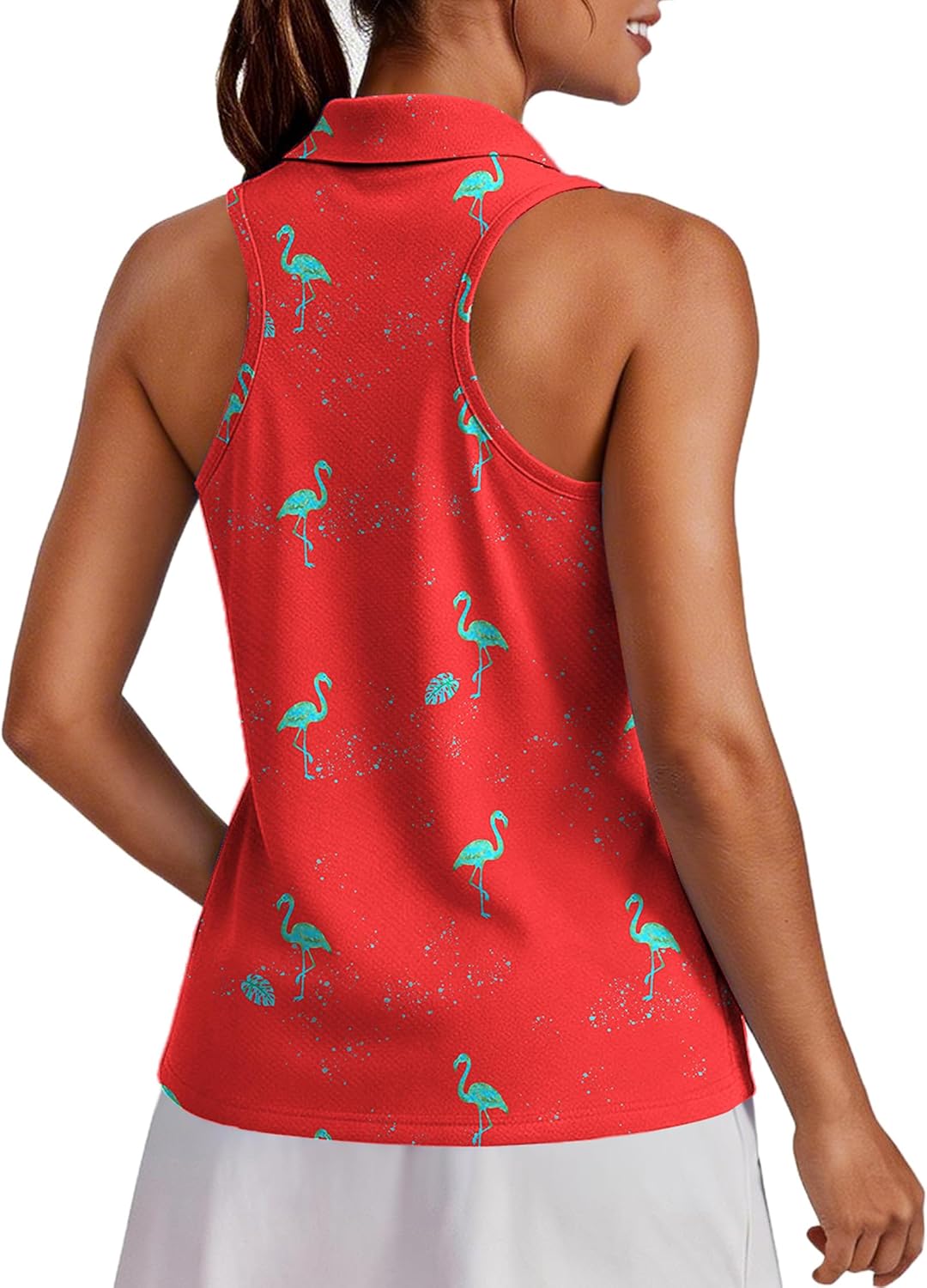 Womens Golf Shirt UPF 50+ Sleeveless Collared Shirts Quick Dry Tennis Polo V-Neck Racerback Athletic Workout Tank