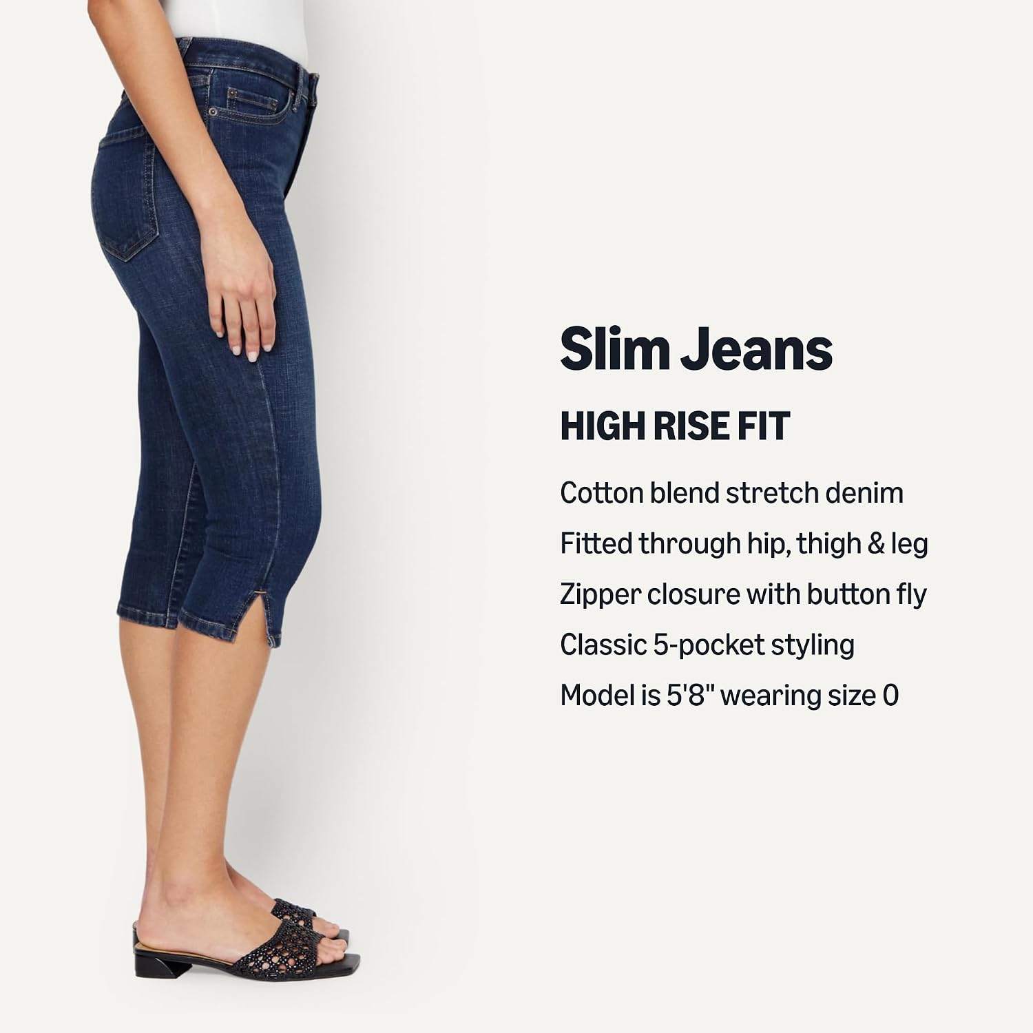 Women's High-Rise Slim Fit Capris Denim Pedal Pusher Jean