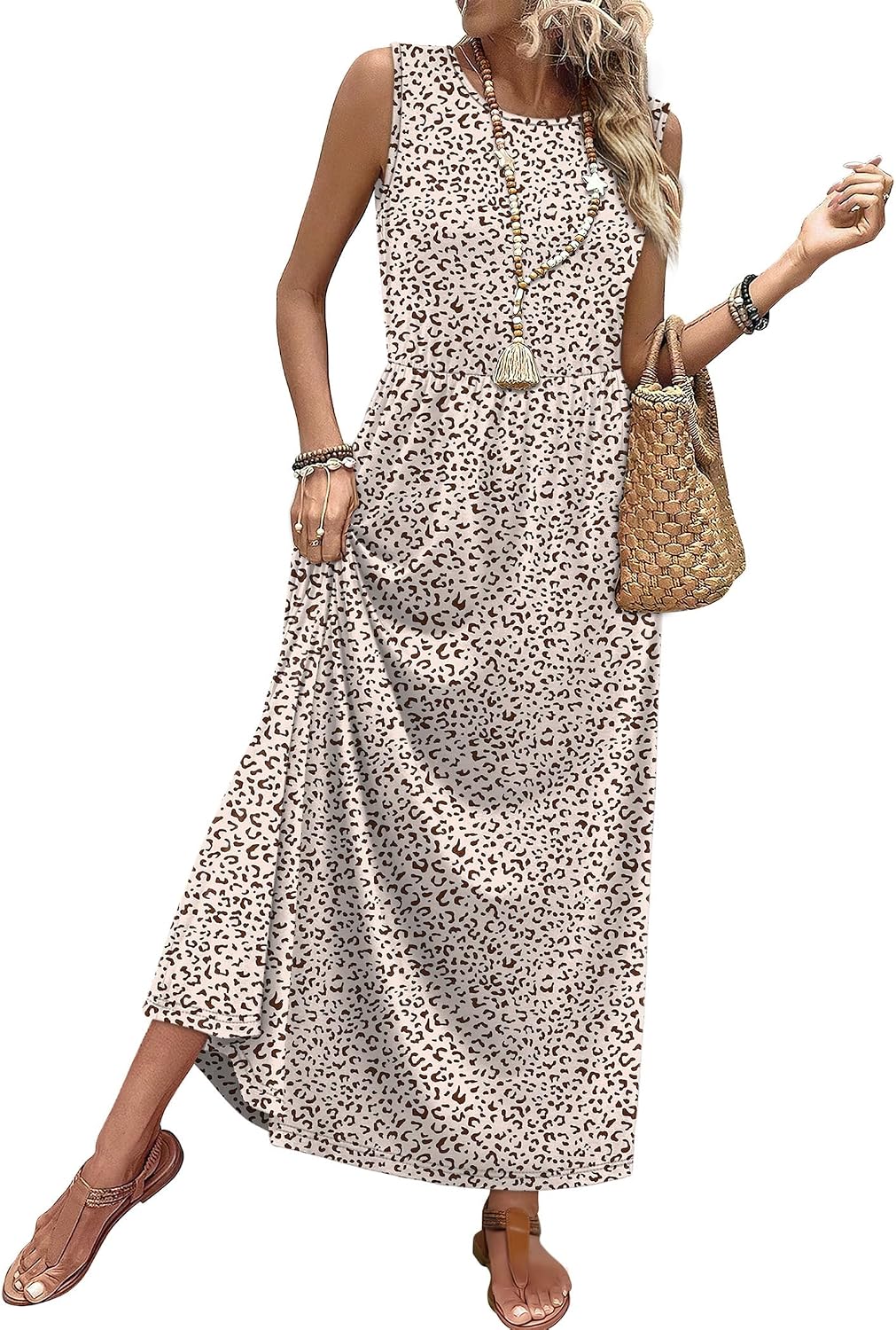 Summer Dresses for Women 2026 Maxi Dresses Long Flowy A Line Sleeveless Sundresses with Pockets