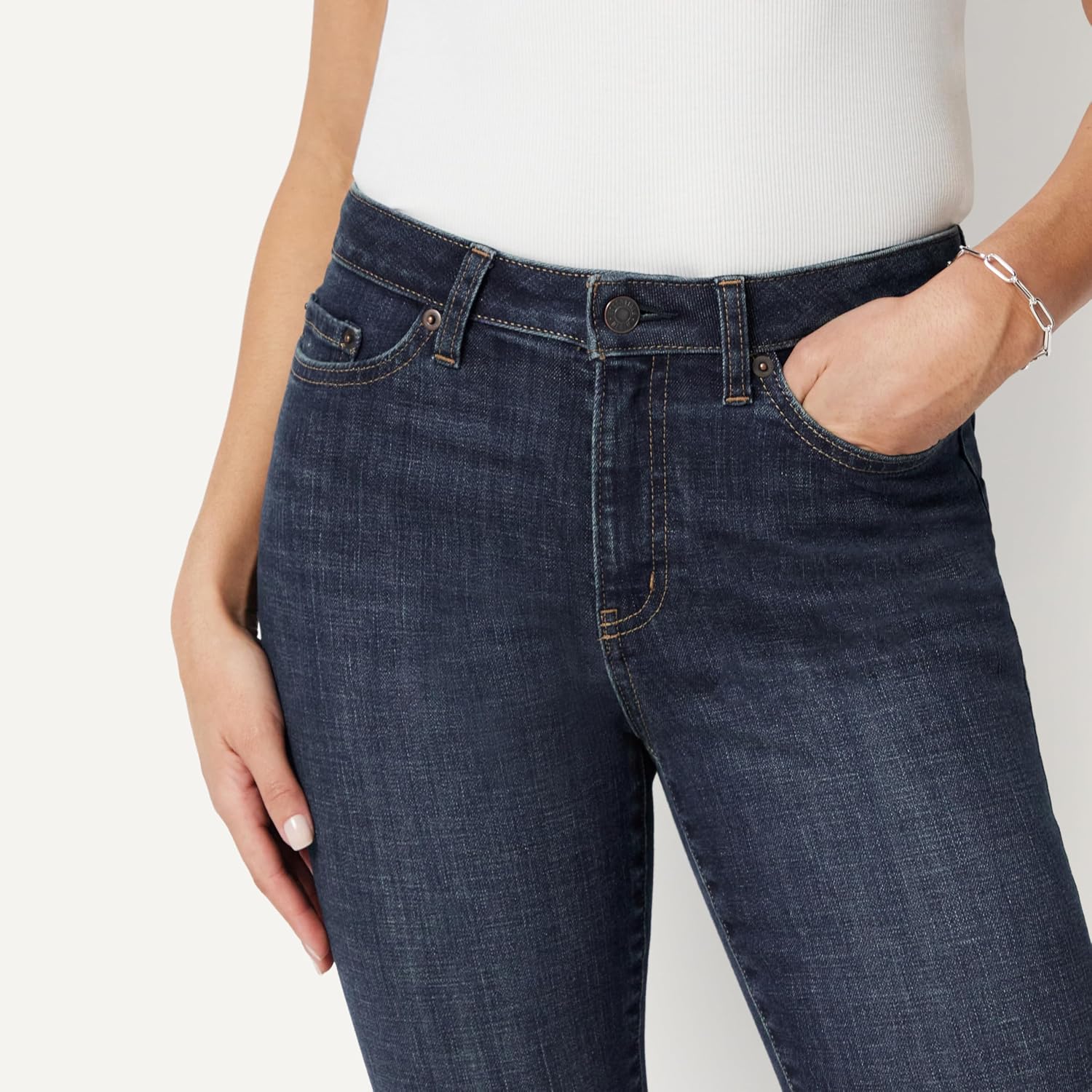 Women's High-Rise Slim Fit Capris Denim Pedal Pusher Jean