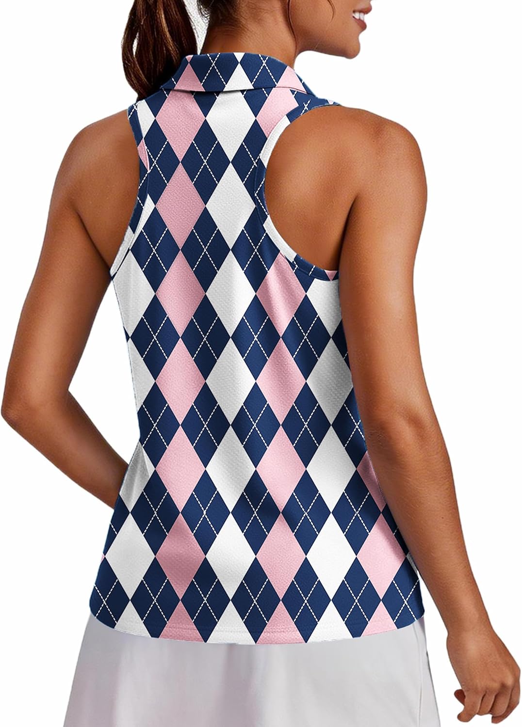 Womens Golf Shirt UPF 50+ Sleeveless Collared Shirts Quick Dry Tennis Polo V-Neck Racerback Athletic Workout Tank