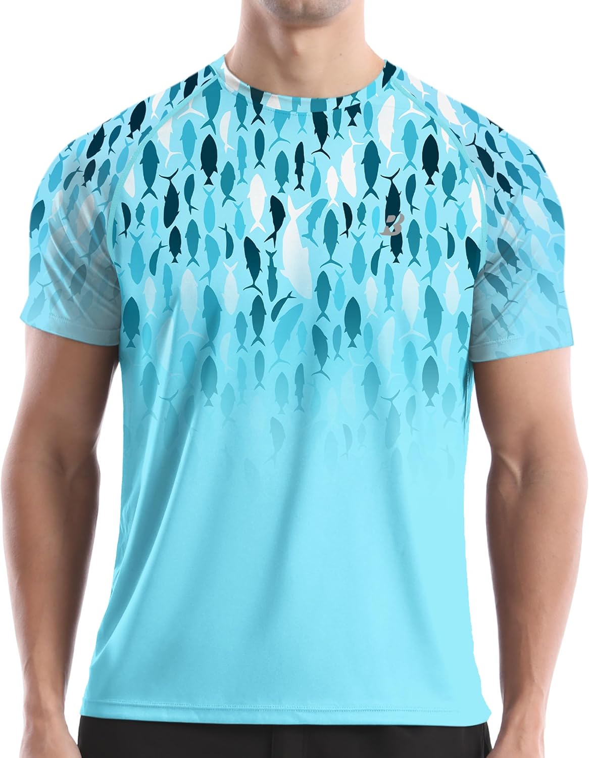 Men's Rash Guard Short Sleeve, UPF 50+ UV Sun Protection Swim Shirts, Quick Dry Lightweight Water Surf Beach T-Shirt
