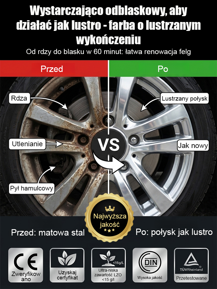 🚗 Lustrzany chrom bez szlifowania i podkładu! Płynny chrom 3w1 + Pędzle GRATIS