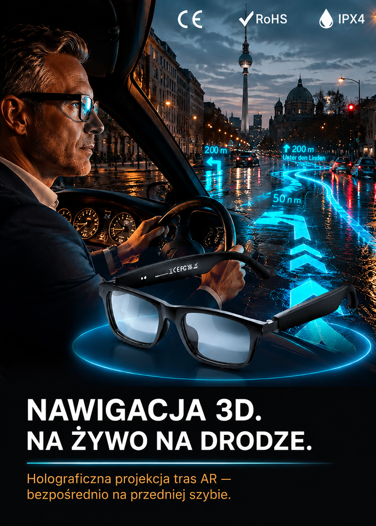 Inteligentne okulary AI nowej generacji! Adaptacyjna ostrość, kamera 4K i AR za 229 PLN