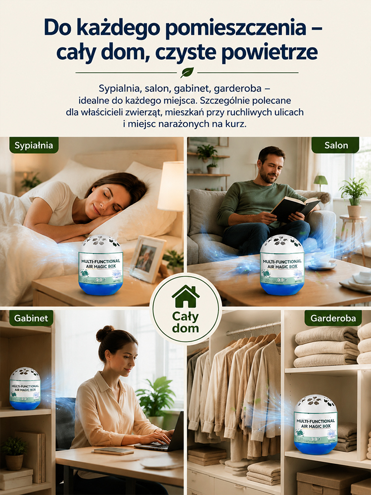 🏠 Usuwa 99,9% kurzu i sierści z powietrza bez prądu! Multi-Functional Air Magic Box