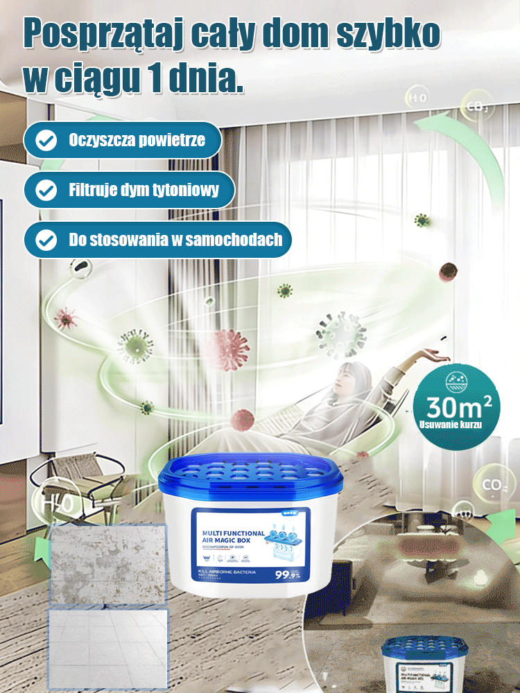 🏠 Usuwa kurz z powietrza bez sprzątania!  Pochłaniacz kurzu i zapachów 50m²