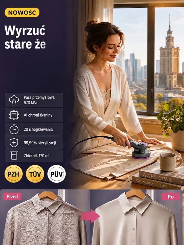 Zmięta koszula i tylko 2 minuty na wyjście? Kompaktowa parownica！