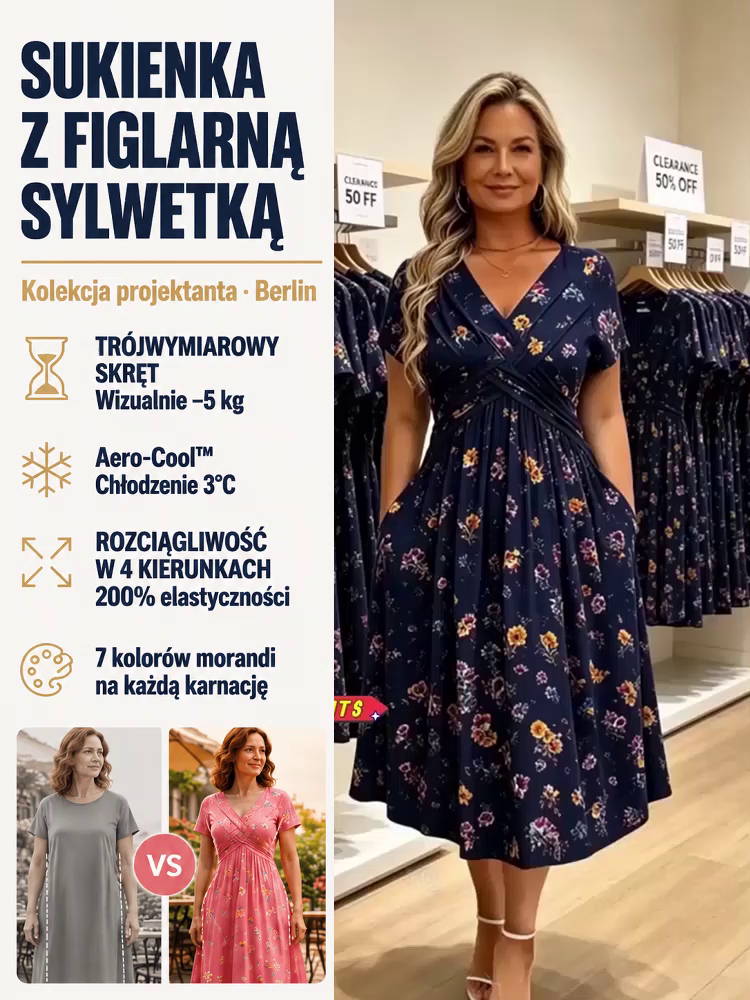 👗 Optycznie wyszczupla i podkreśla talię! Letnia sukienka ze skrętem 3D
