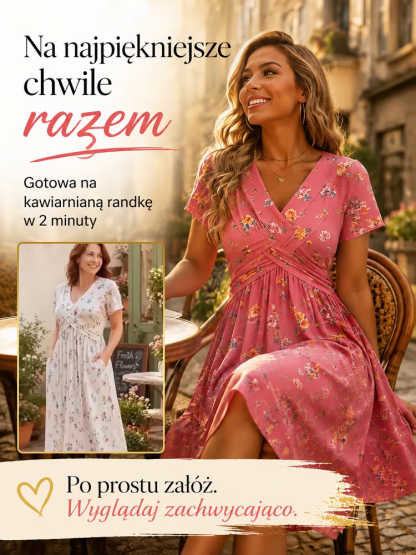 👗 Optycznie wyszczupla i podkreśla talię! Letnia sukienka ze skrętem 3D