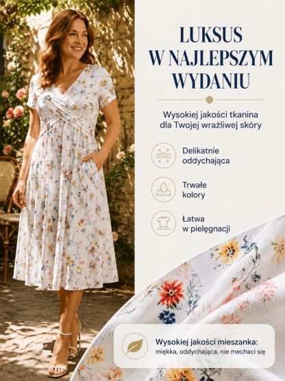 👗 Optycznie wyszczupla i podkreśla talię! Letnia sukienka ze skrętem 3D