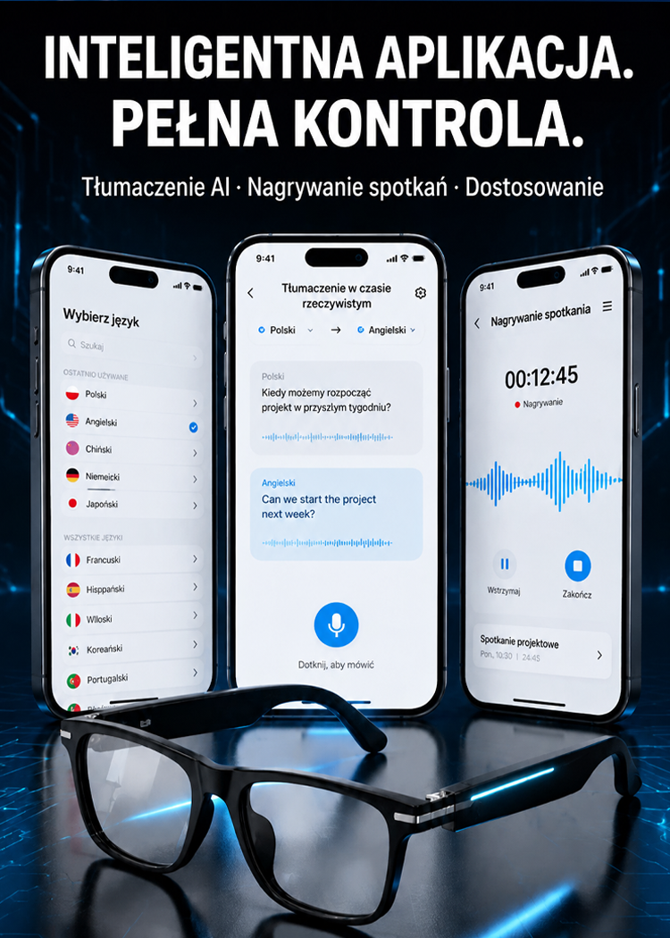 👍👍Okulary AI z funkcją zmiany koloru, powiększania i tłumaczenia w czasie rzeczywistym