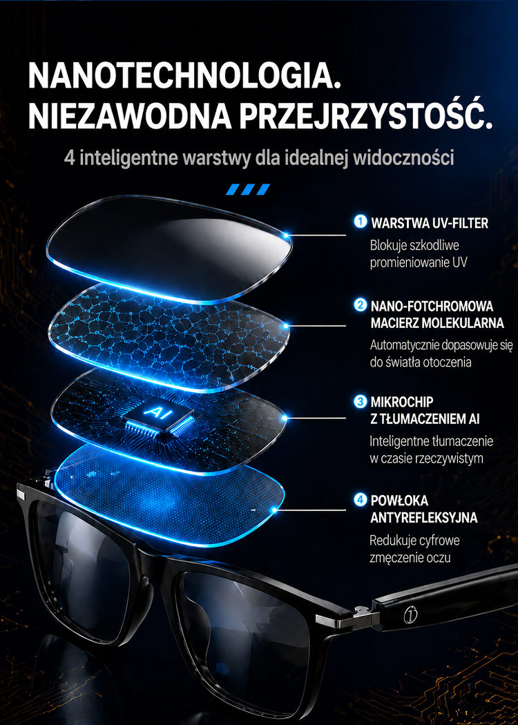 👍👍Okulary AI z funkcją zmiany koloru, powiększania i tłumaczenia w czasie rzeczywistym