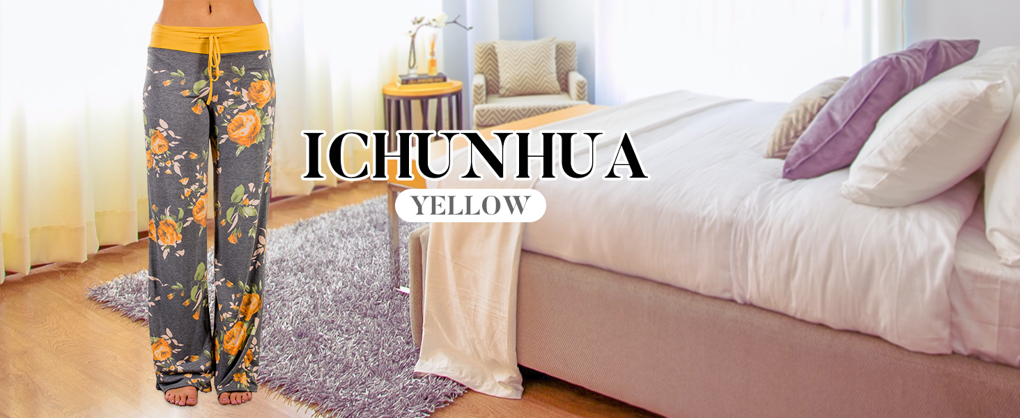 women yellow pants pajamas
