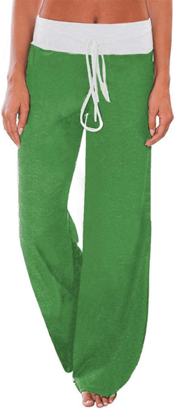 Women's Comfy Stretch Floral Print Drawstring Palazzo Wide Leg Lounge Pant