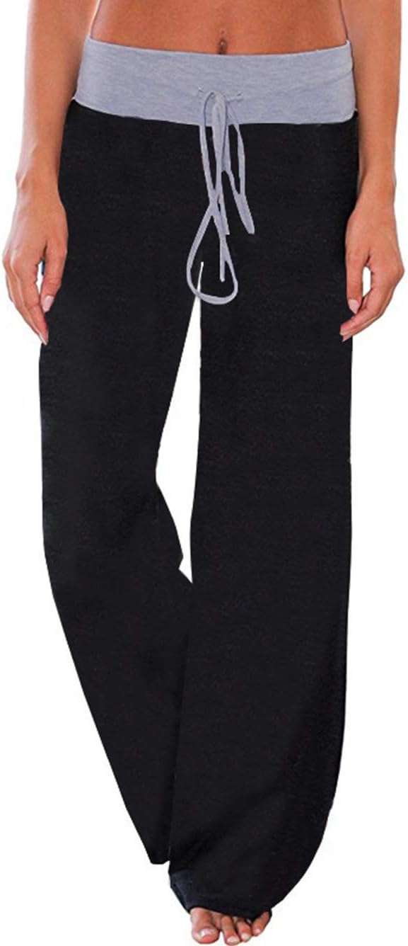 Women's Comfy Stretch Floral Print Drawstring Palazzo Wide Leg Lounge Pant