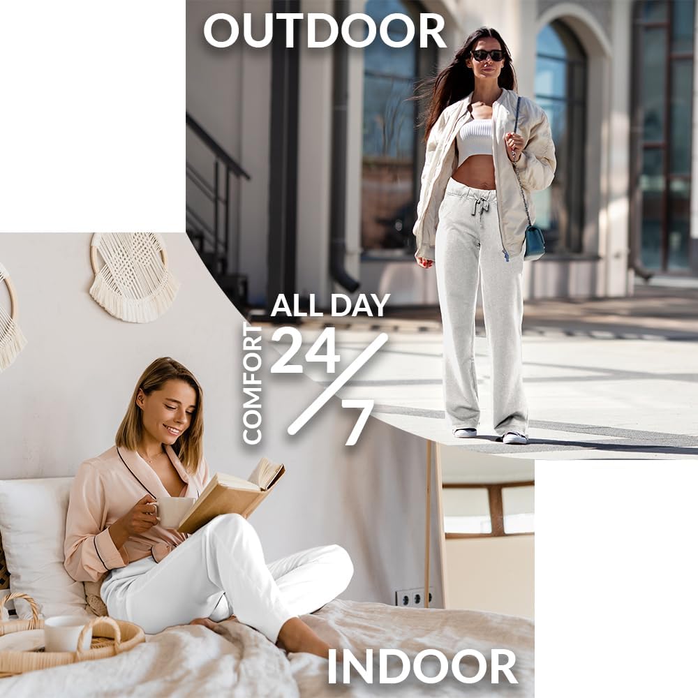 Women's French Terry Cotton Drawstring Pants | All Season Mid Weight Casual & Lounge Bottoms | Multi Packs