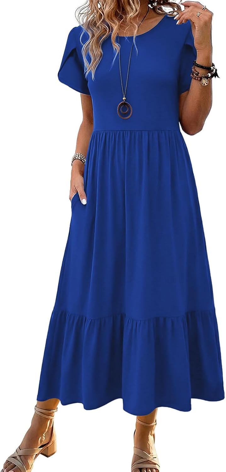 Summer Dresses for Women 2026 Casual Midi Boho T Shirt Dress Ladies Sundress Aline Long Beach Vacation Clothes