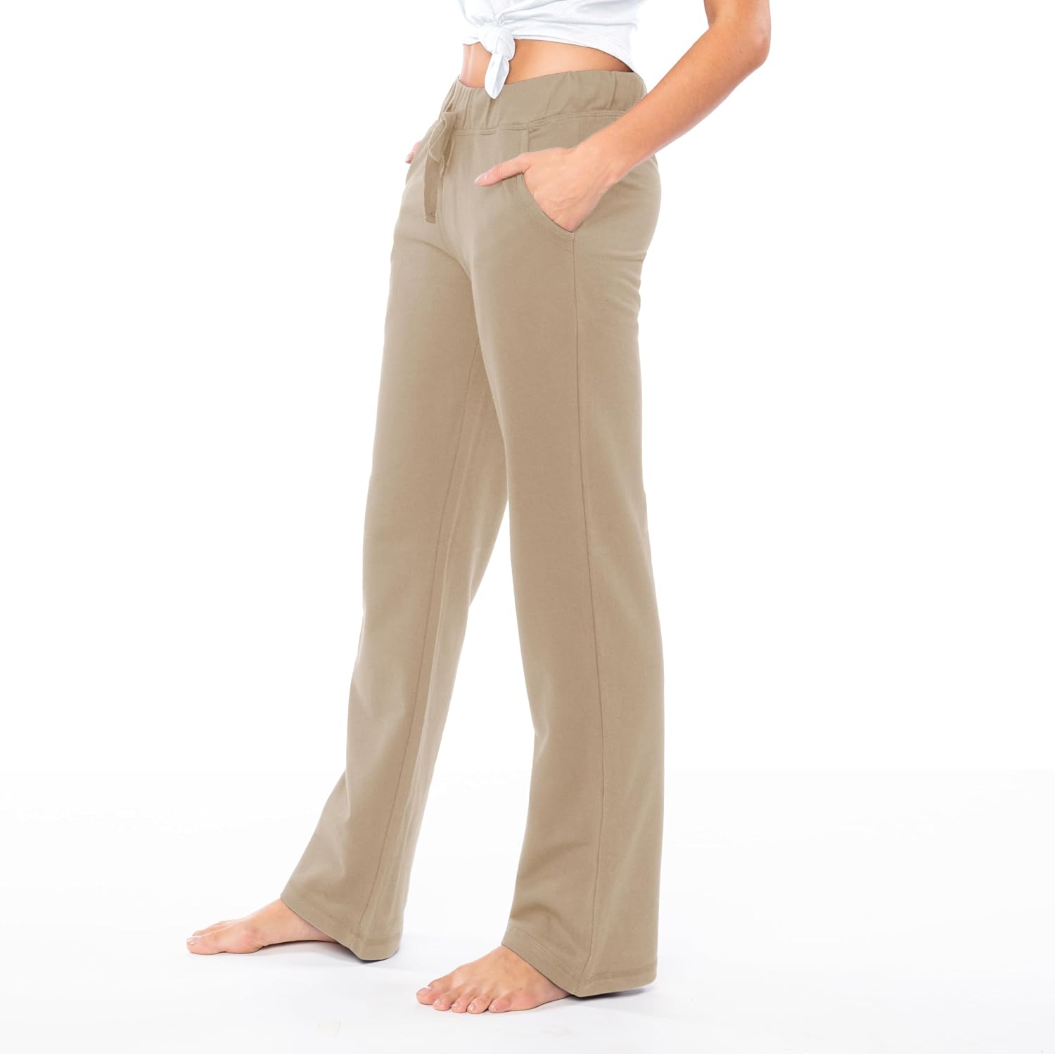 Women's French Terry Cotton Drawstring Pants | All Season Mid Weight Casual & Lounge Bottoms | Multi Packs