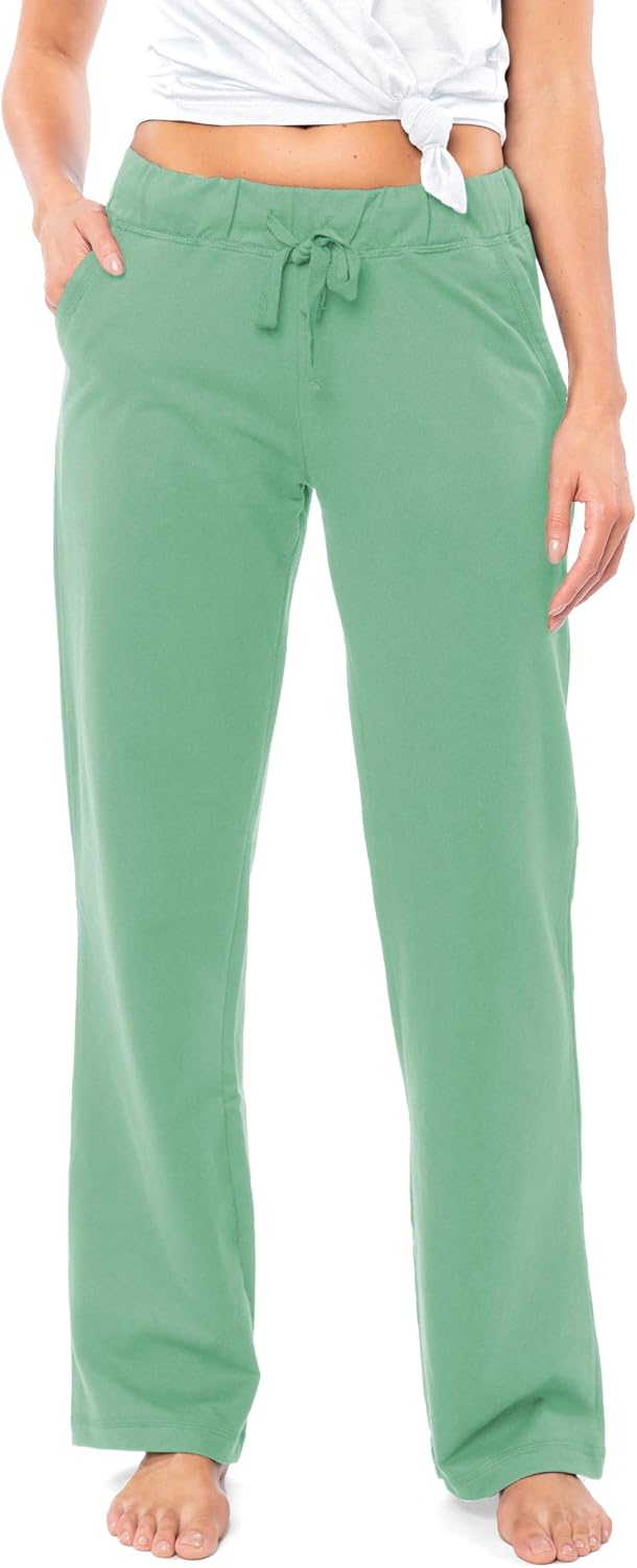 Women's French Terry Cotton Drawstring Pants | All Season Mid Weight Casual & Lounge Bottoms | Multi Packs
