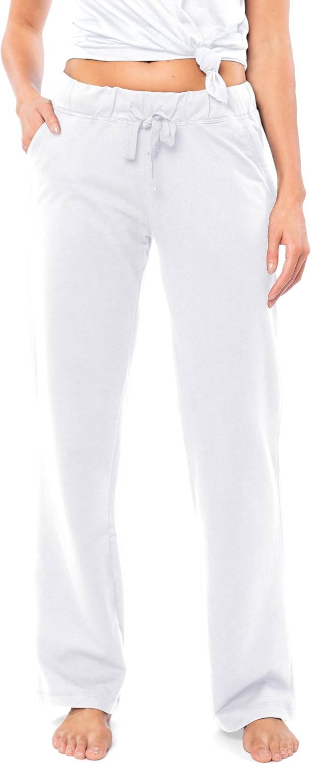 Women's French Terry Cotton Drawstring Pants | All Season Mid Weight Casual & Lounge Bottoms | Multi Packs
