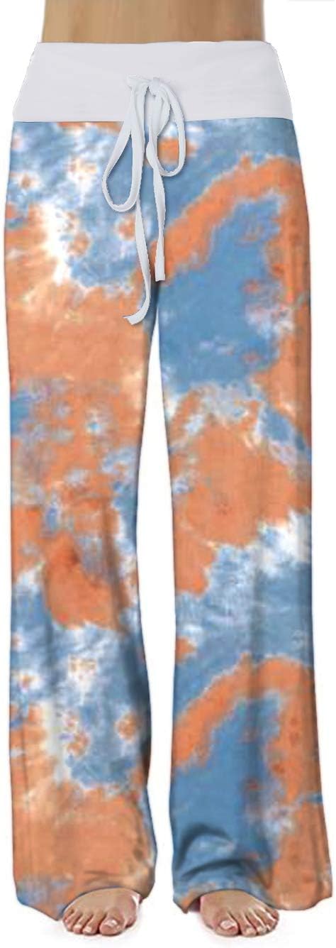 Women's Comfy Stretch Floral Print Drawstring Palazzo Wide Leg Lounge Pant