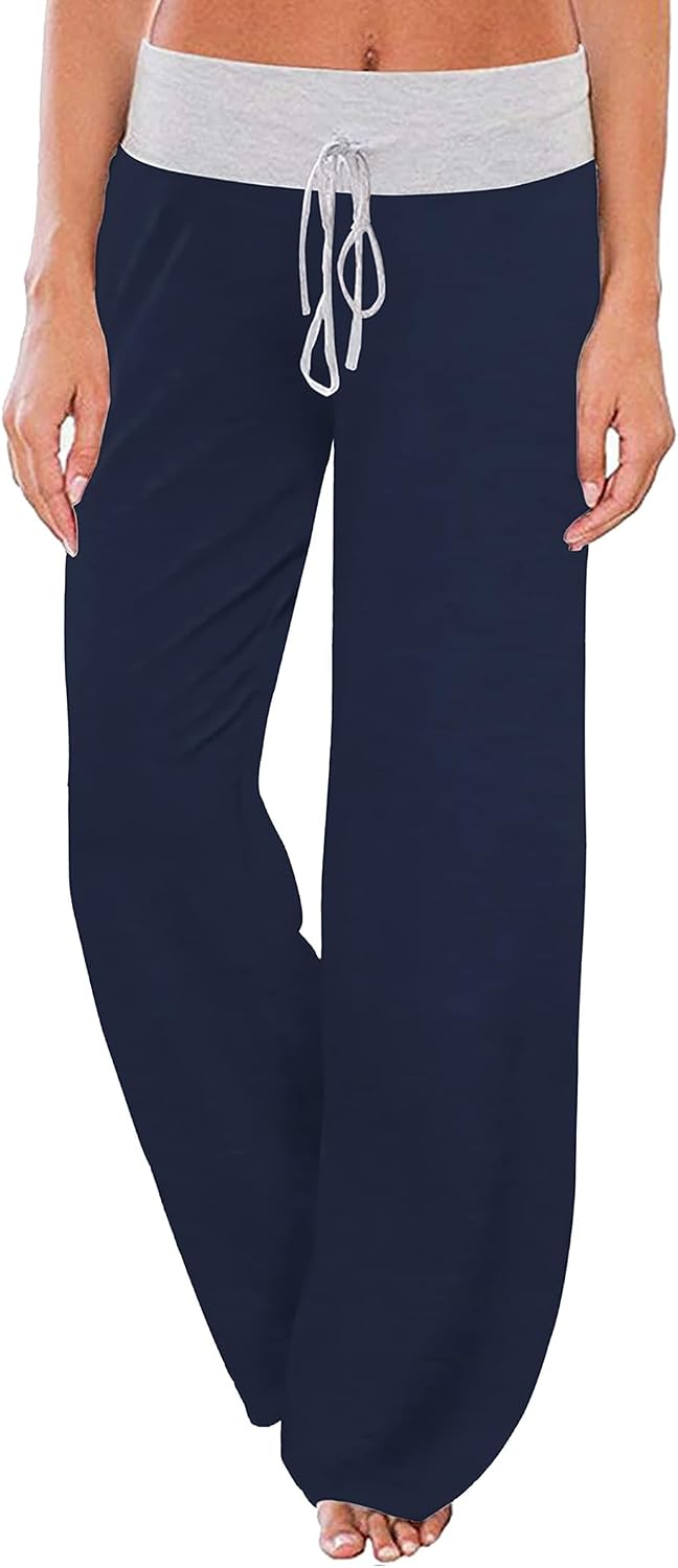 Women's Comfy Stretch Floral Print Drawstring Palazzo Wide Leg Lounge Pant