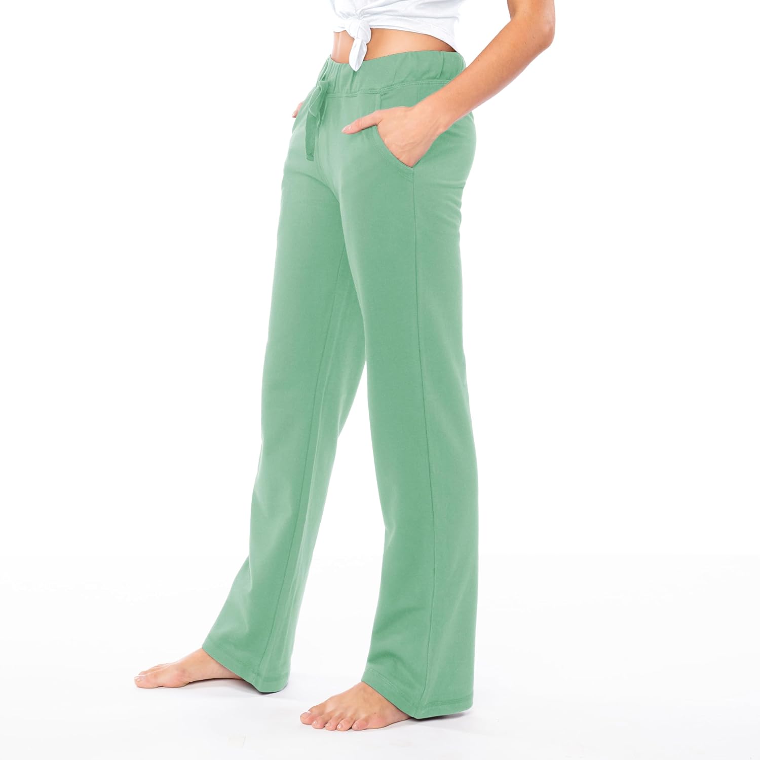 Women's French Terry Cotton Drawstring Pants | All Season Mid Weight Casual & Lounge Bottoms | Multi Packs