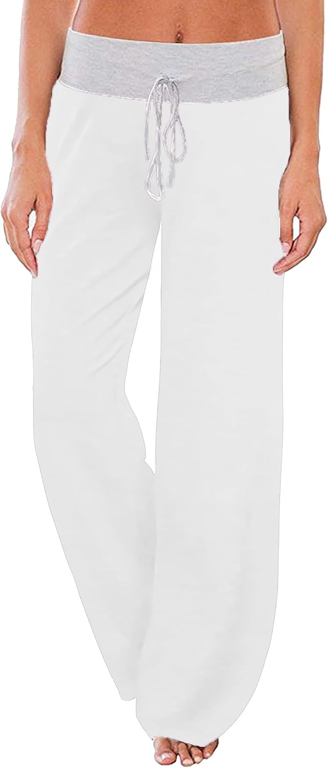 Women's Comfy Stretch Floral Print Drawstring Palazzo Wide Leg Lounge Pant