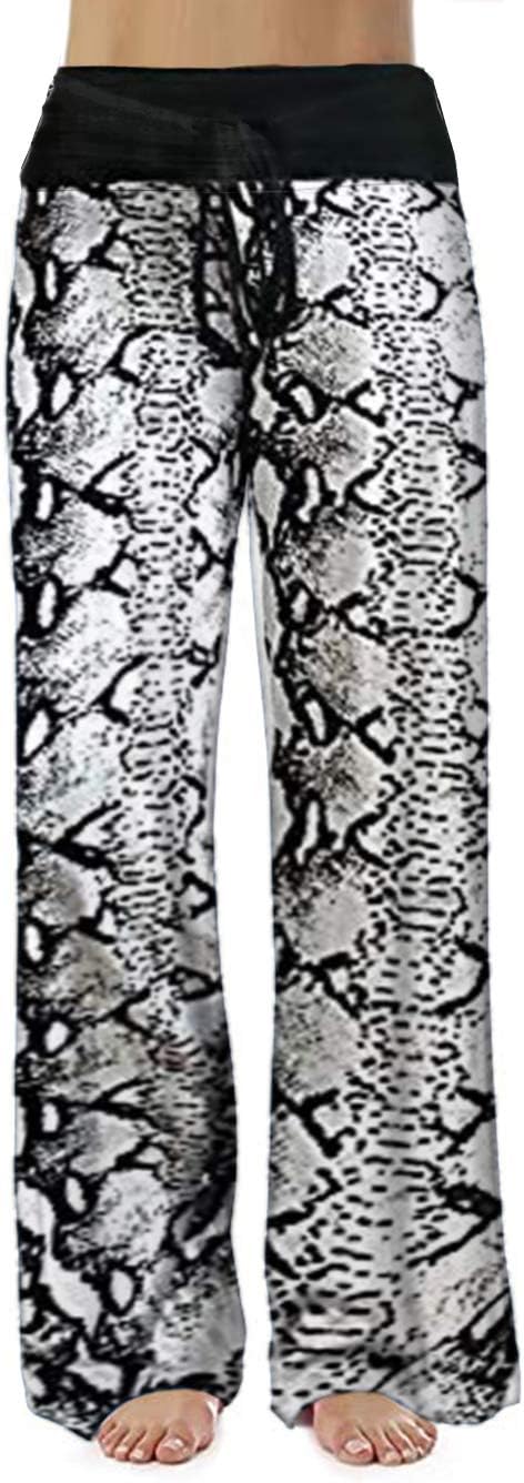 Women's Comfy Stretch Floral Print Drawstring Palazzo Wide Leg Lounge Pant