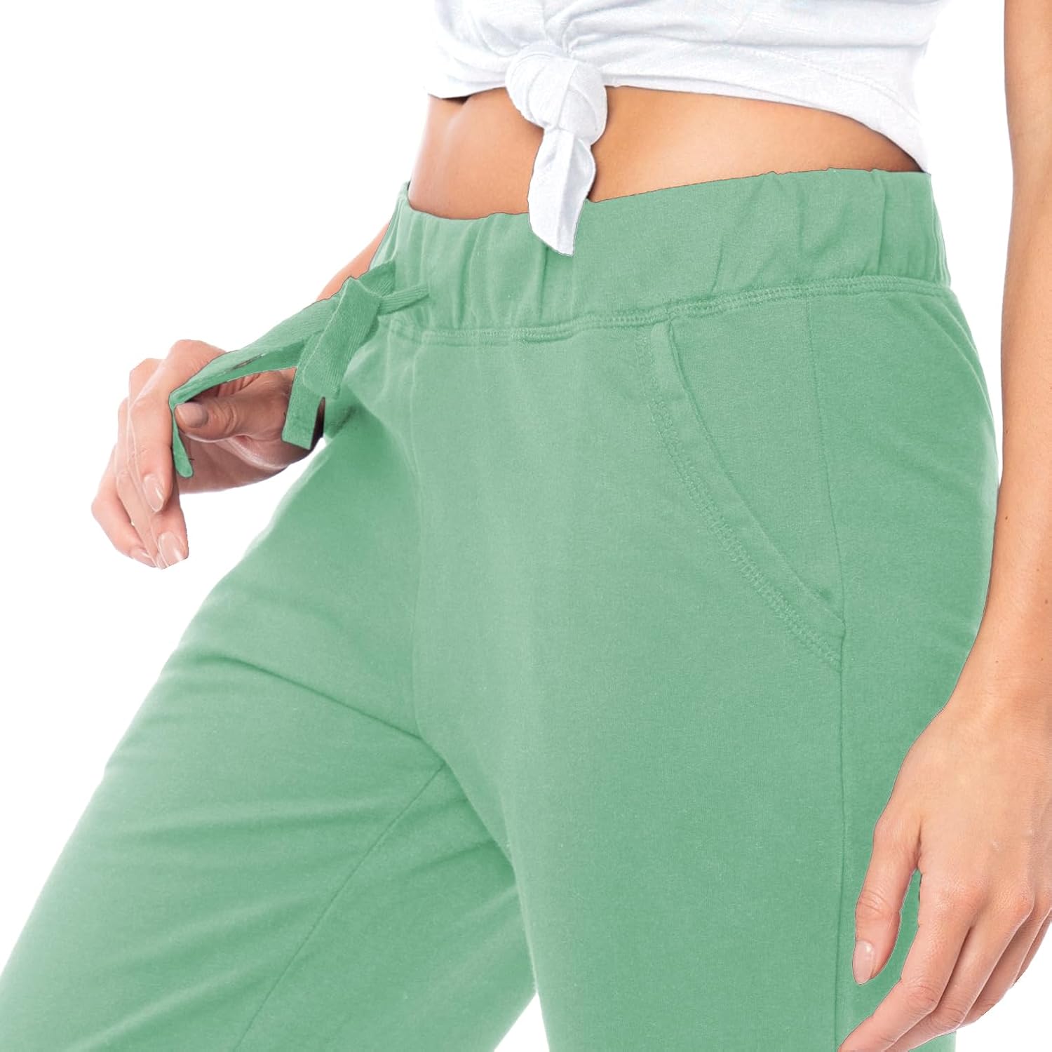 Women's French Terry Cotton Drawstring Pants | All Season Mid Weight Casual & Lounge Bottoms | Multi Packs