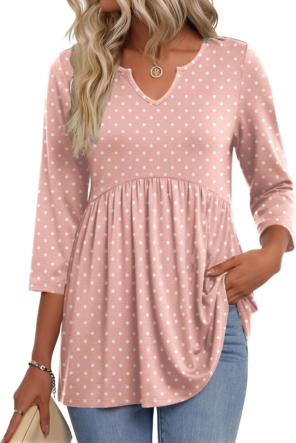 3/4 Length Sleeve Womens Tops 2026 Blouses for Women Dressy Casual Fashion Clothing V Neck T-Shirts Summer Outfits