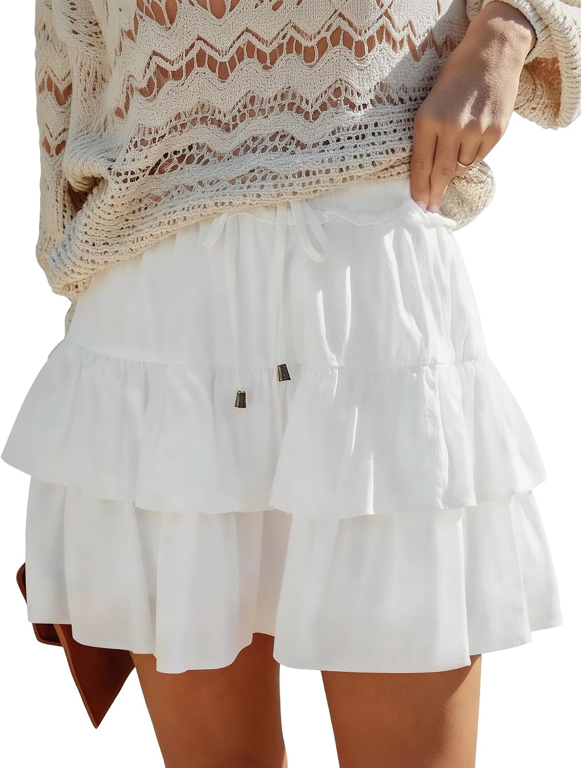 Flowy Skorts for Women Boho Ruffled Casual High Waist Mini Skirts Tennis Golf Shorts Tiered Skorts 2026