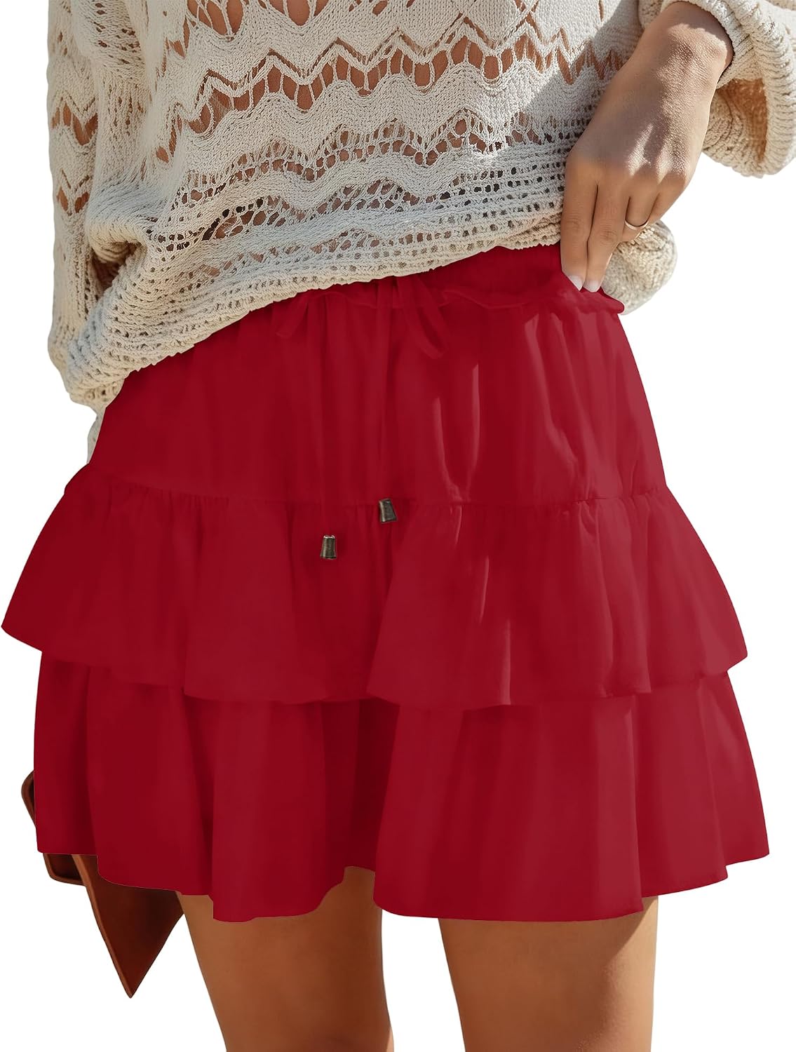 Flowy Skorts for Women Boho Ruffled Casual High Waist Mini Skirts Tennis Golf Shorts Tiered Skorts 2026
