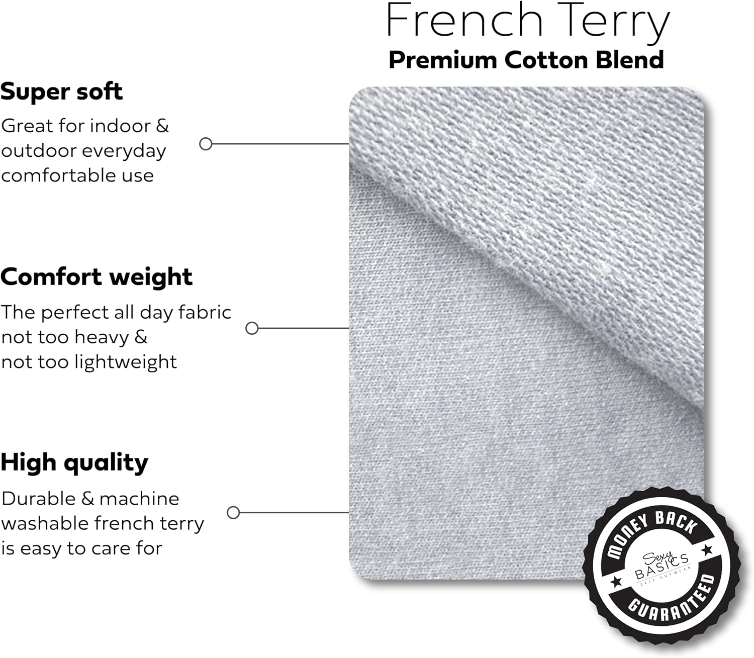 Women's French Terry Cotton Drawstring Pants | All Season Mid Weight Casual & Lounge Bottoms | Multi Packs