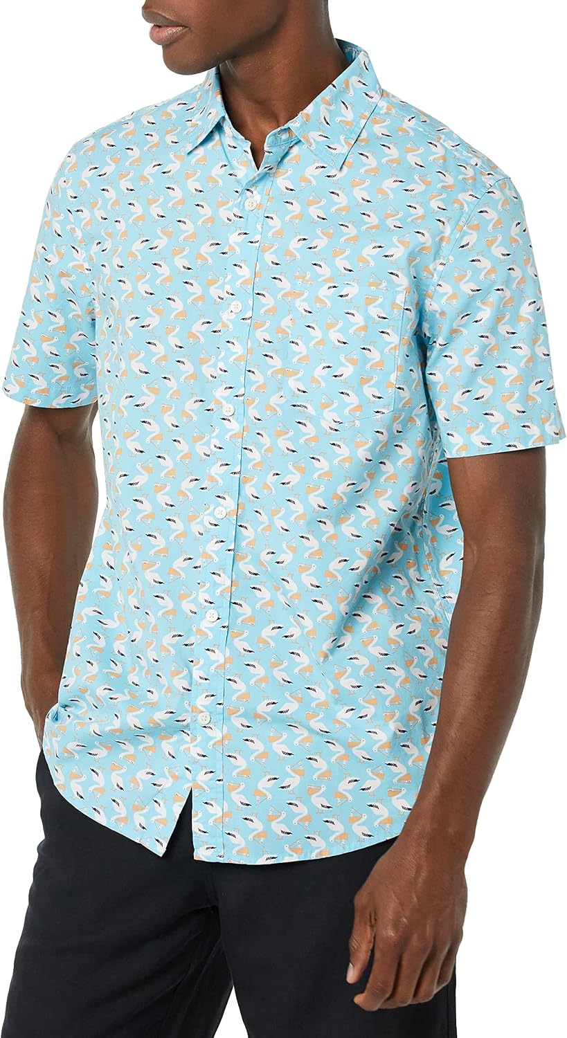 Men's Short Sleeve Dress Shirt with Stretch, Charcoal White Vertical Stripe (Available in Big & Tall)