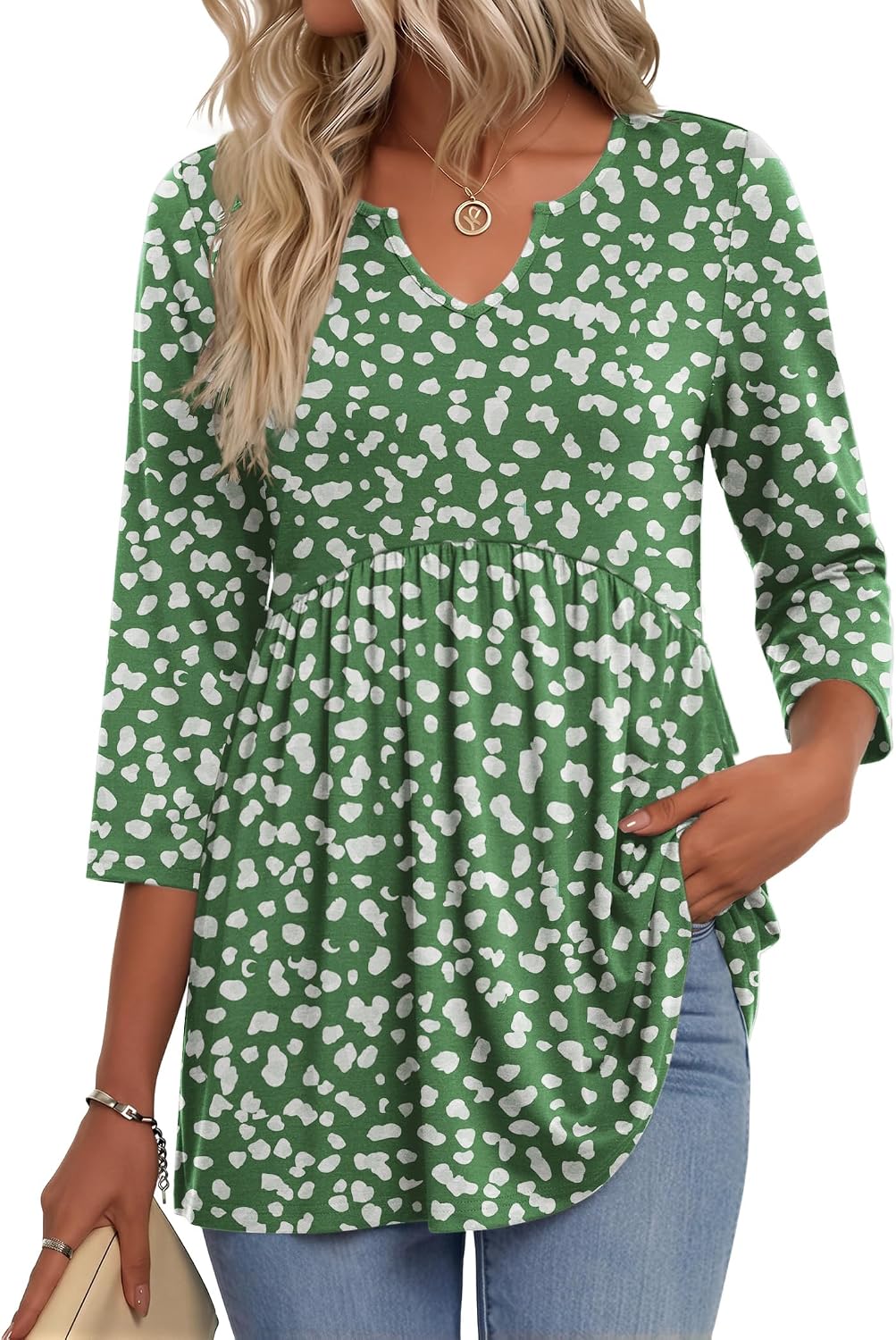 3/4 Length Sleeve Womens Tops 2026 Blouses for Women Dressy Casual Fashion Clothing V Neck T-Shirts Summer Outfits
