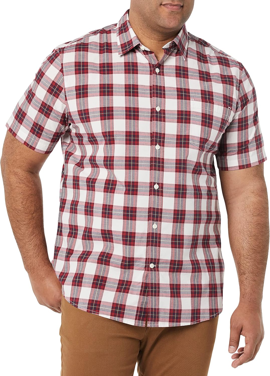 Men's Short Sleeve Dress Shirt with Stretch, Charcoal White Vertical Stripe (Available in Big & Tall)