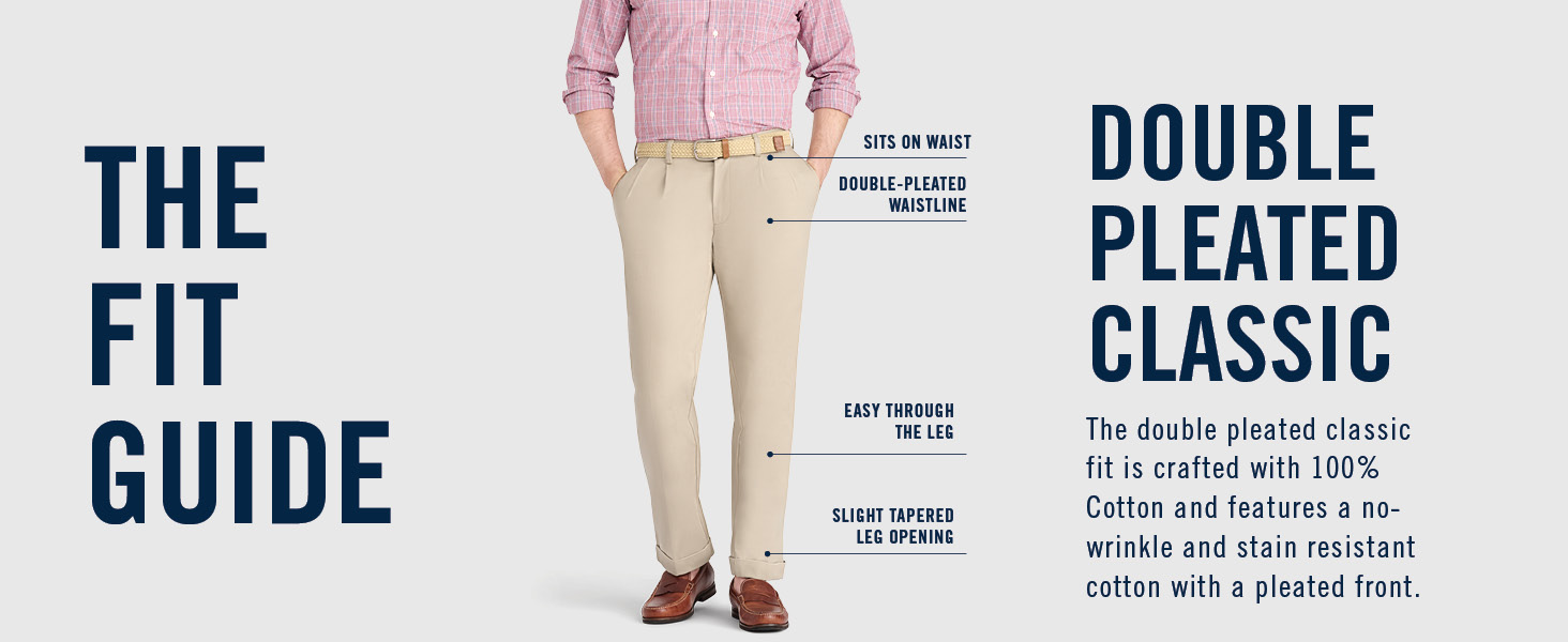Fit Guide for IZOD double pleated classic no wrinke stain resistant pants with pleated front