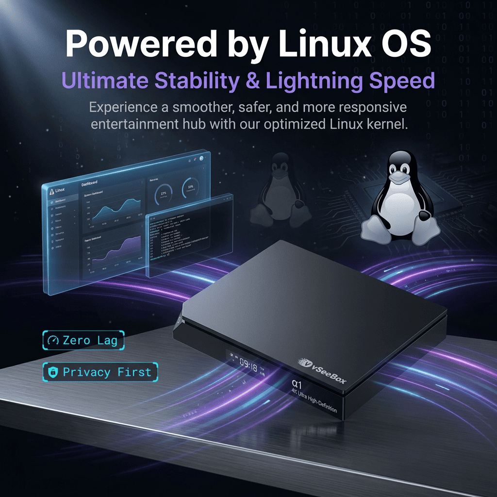 vSeeBox α1 4K HDR Linux Media Player | AV1 Decoding & HDMI 2.1