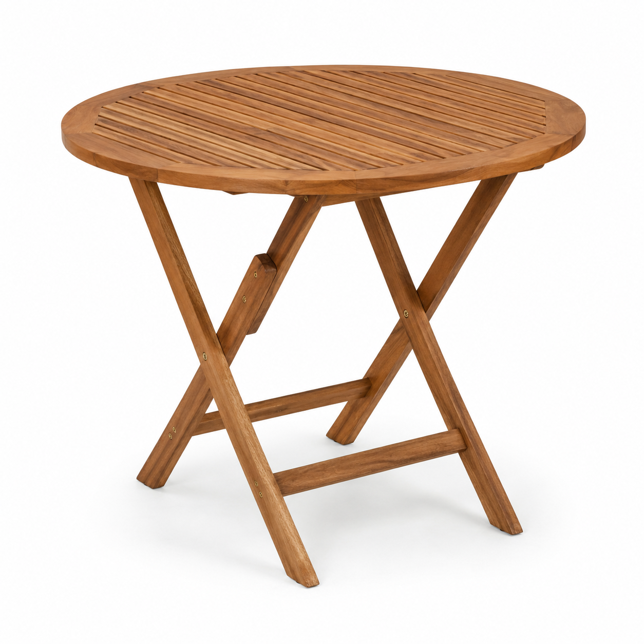 Runder Gartentisch Akazie Natur klappbar 90 cm im klassischen Bistro-Stil-CasterraHome
