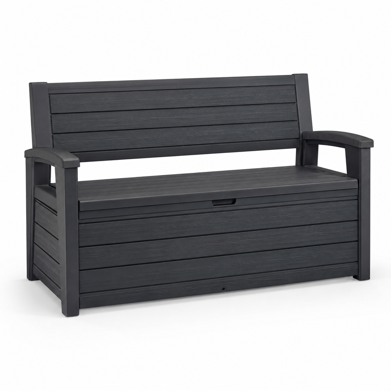 Gartentruhe Sitzbank Kunstharz Anthrazit 227 L mit Holzstruktur-CasterraHome