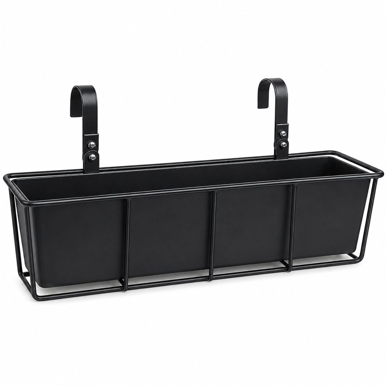Balkon-Hängepflanzkasten Metall Schwarz 60 cm mit abnehmbaren Haken-CasterraHome