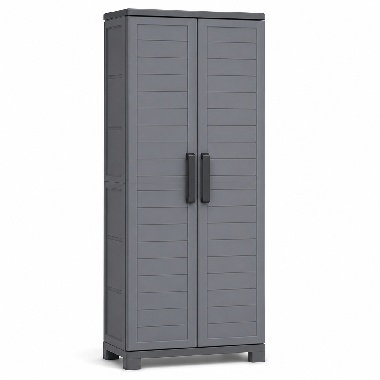 Gartenschrank Kunststoff Grau 68x39x170 cm mit zwei Türen-CasterraHome